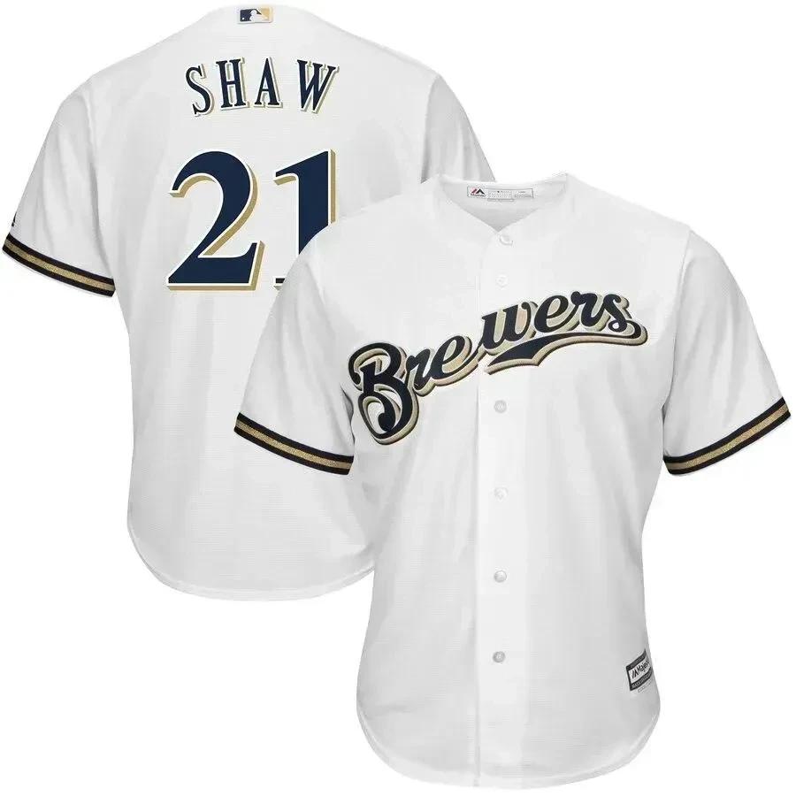 Travis Shaw Milwaukee Brewers Home Official Cool Base Player Jersey – White