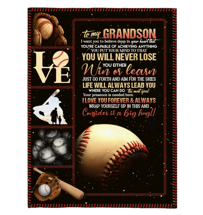 To Grandson Just Go Forth Baseball Fleece Blanket, Gift For Grandson From Grandpa, Grandma Birthday Gift Home Decor Bedding Couch Sofa Soft