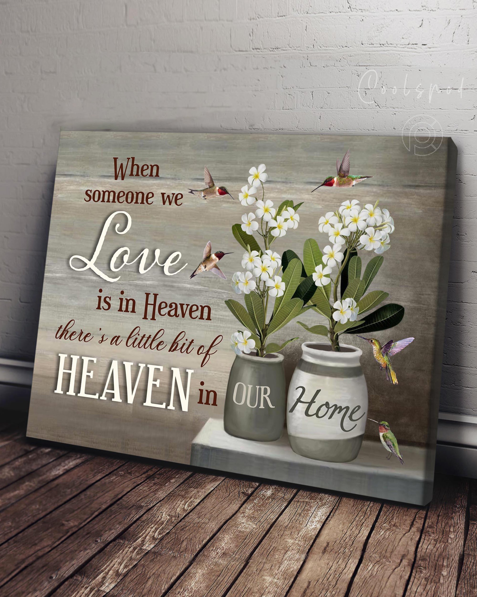 Memorial Gift Canvas Heaven Hummingbirds & Frangipani Flowers Top 5 Benicee