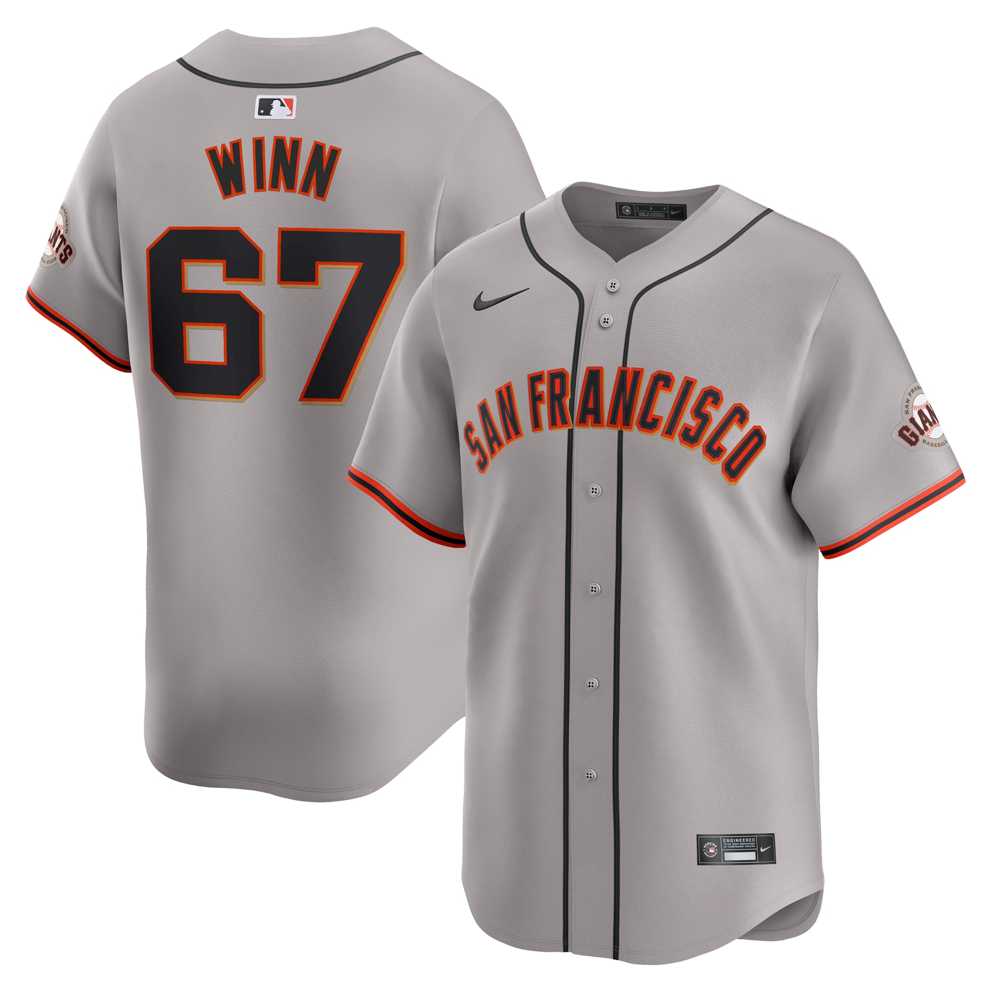 Keaton Winn San Francisco Giants Away Limited Player Jersey – Gray