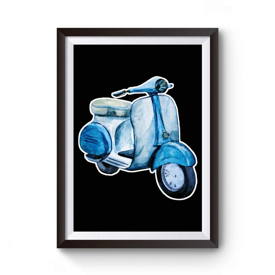 Bombardier Blue Scooter Vintage Retro Distressed San Antonio Texas Poster