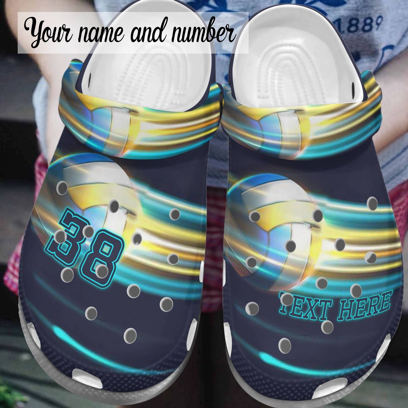 Volleyball Personalized Clog, Custom Name, Text, Color, Number Fashion Style For Women, Men, Kid, Print 3D Flashlight