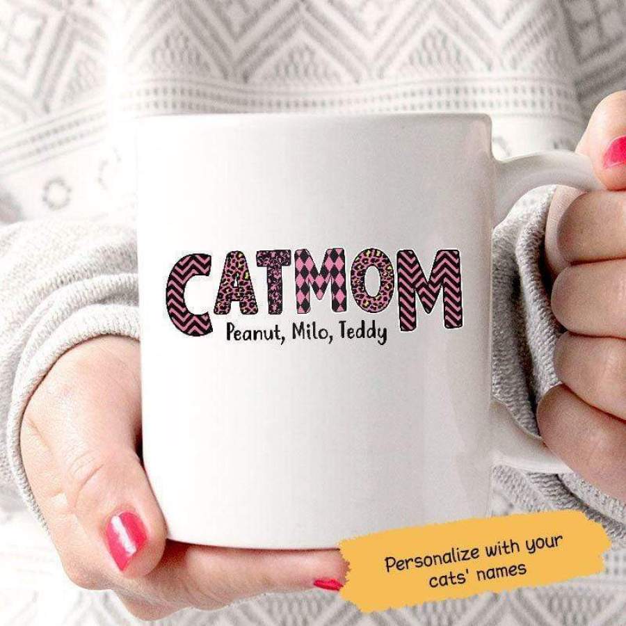 Cat Mom Slogan Pattern Personalized Mug