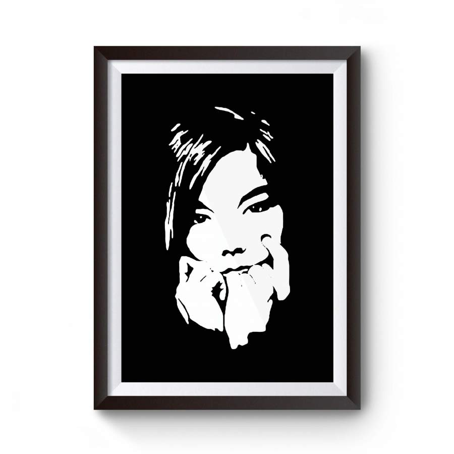 Bjork Street Art Vintage Punk Retro Emo Comic Book Animation Bjork 80’s Monotone Poster