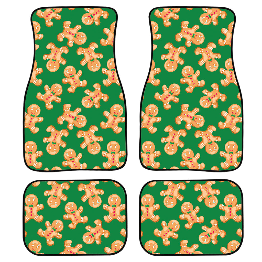 Cute Gingerbread Man Pattern Print Front And Back Car Floor Mats, Front Car Mat