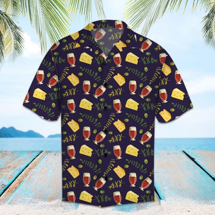 Amazing Red Wine And Cheese Hawaiian Shirt Summer Button Up For Men, Women, Couple