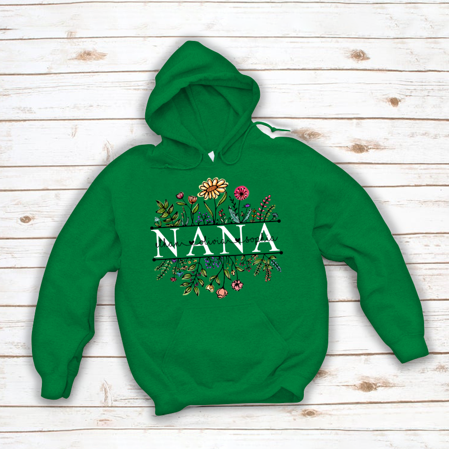 Wildflowers Nana And Grandkids, Grandma Shirt Hoodie