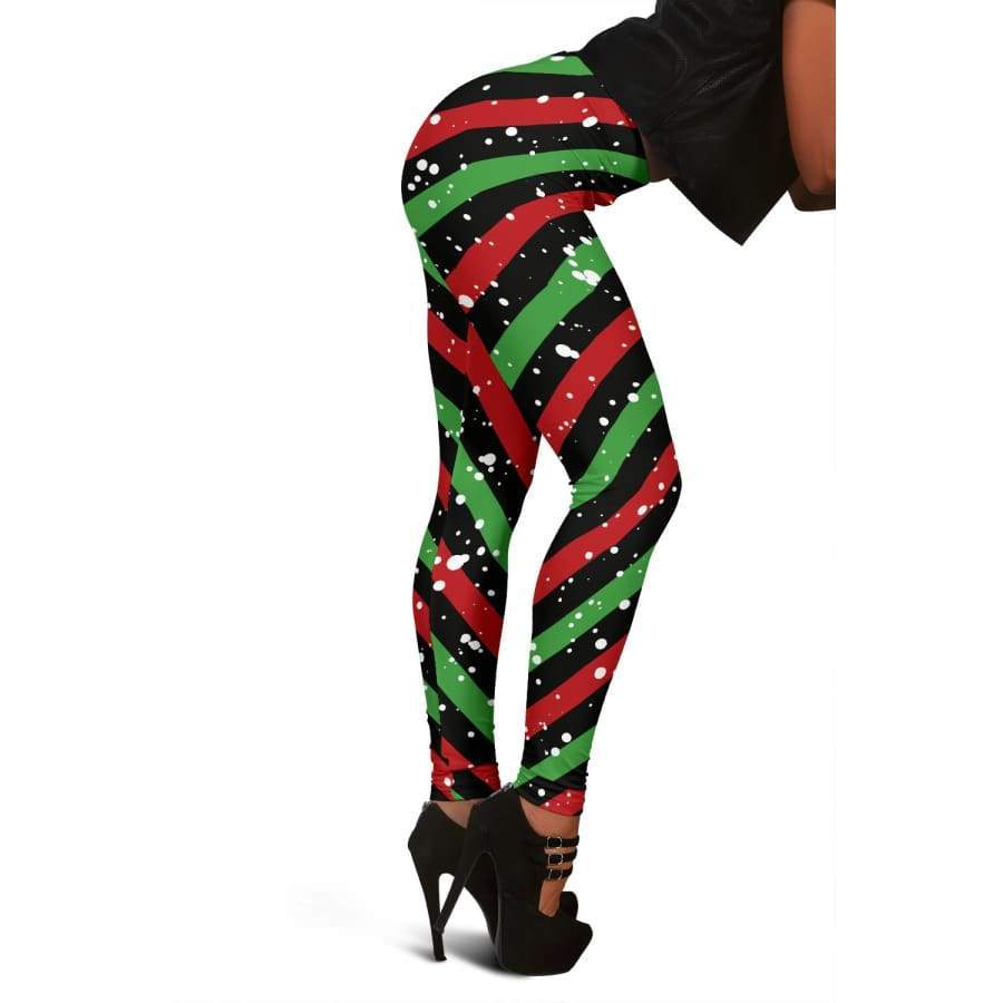 Christmas Candy Red Green Black Leggings