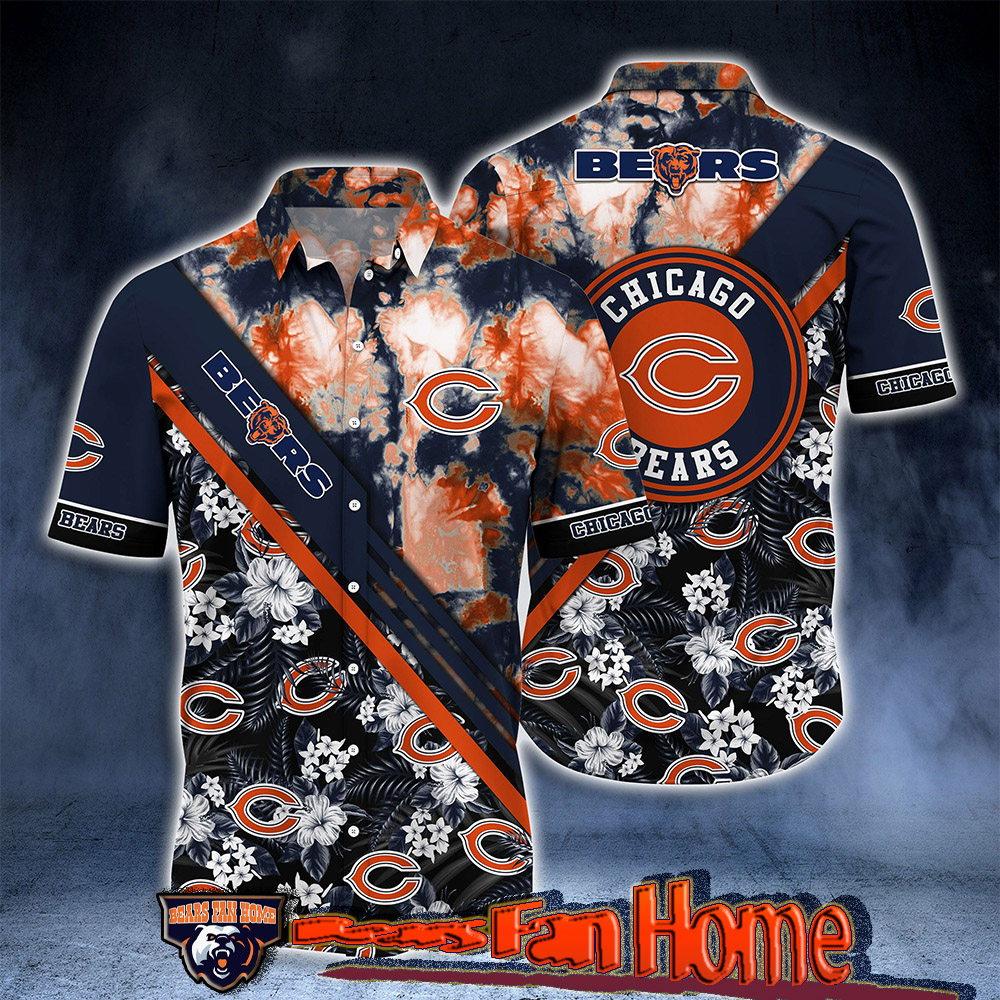 Chicago Bears Camo Hawaiian Shirt For Sale