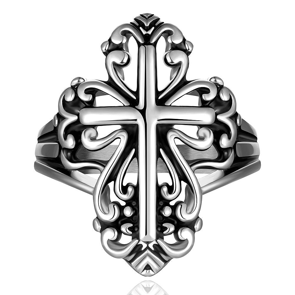 Vintage Punk Rock Stainless Steel Cross Ring