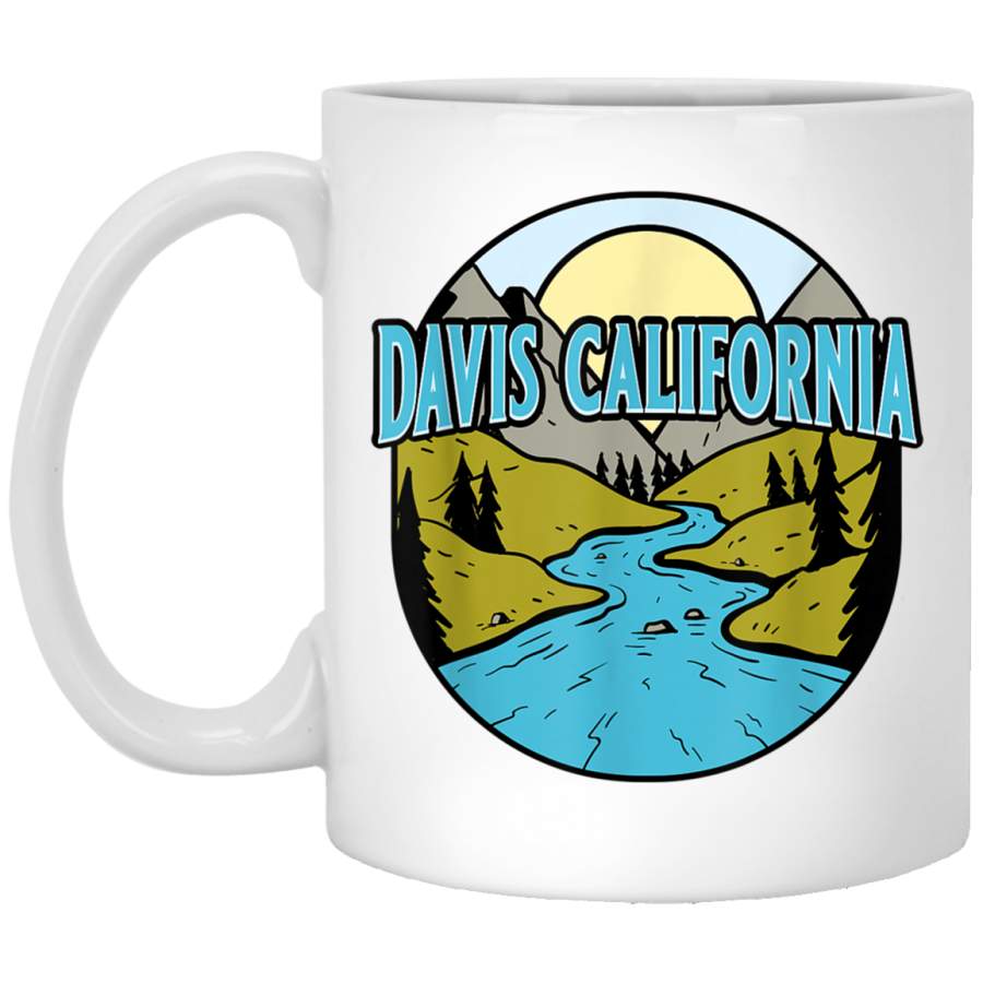 Vintage Davis, California River Valley Souvenir White Mug