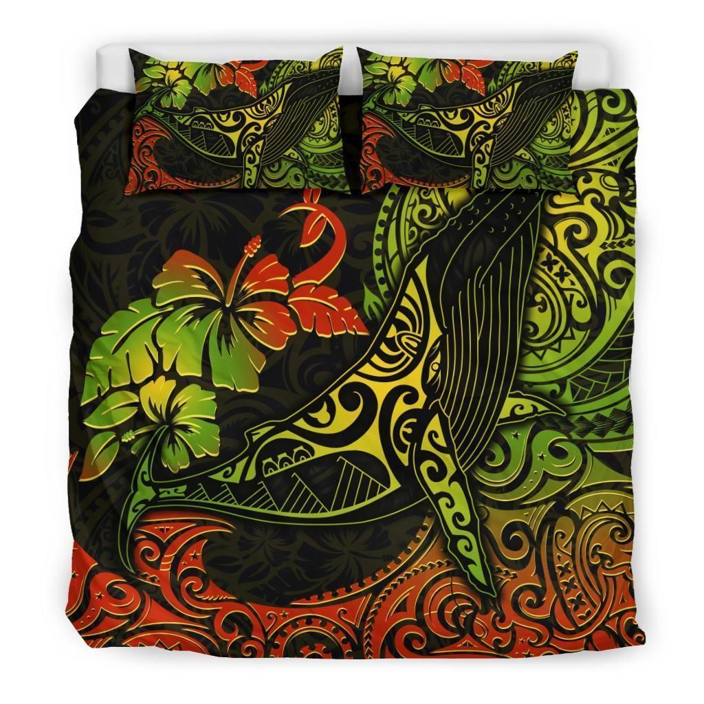 Alohawaii Bedding Set – Cover And Pillow Cases Hawaii Tropical Hibiscus Polynesian Humpback Whale Duvet Cover – Bn15