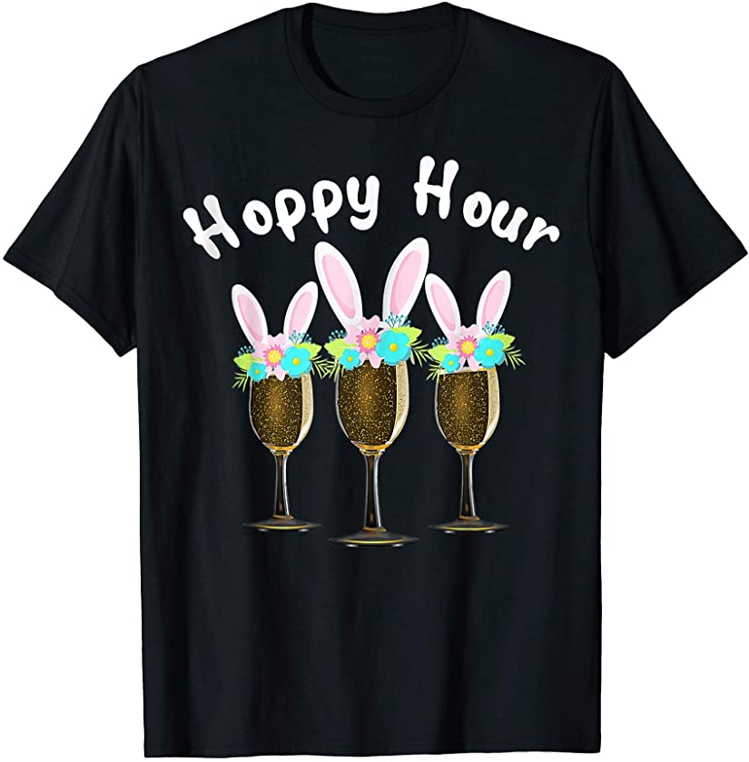 Punny Easter Shirt Happy Bunny Wine Drinking Top Men Women T-Shirt