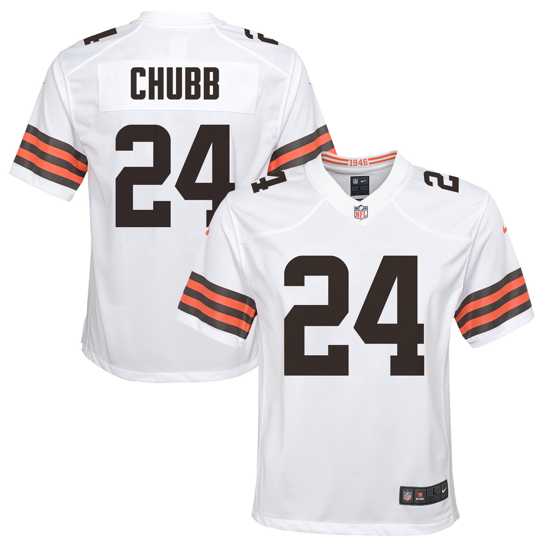 Youth Cleveland Browns Nick Chubb White Game Jersey