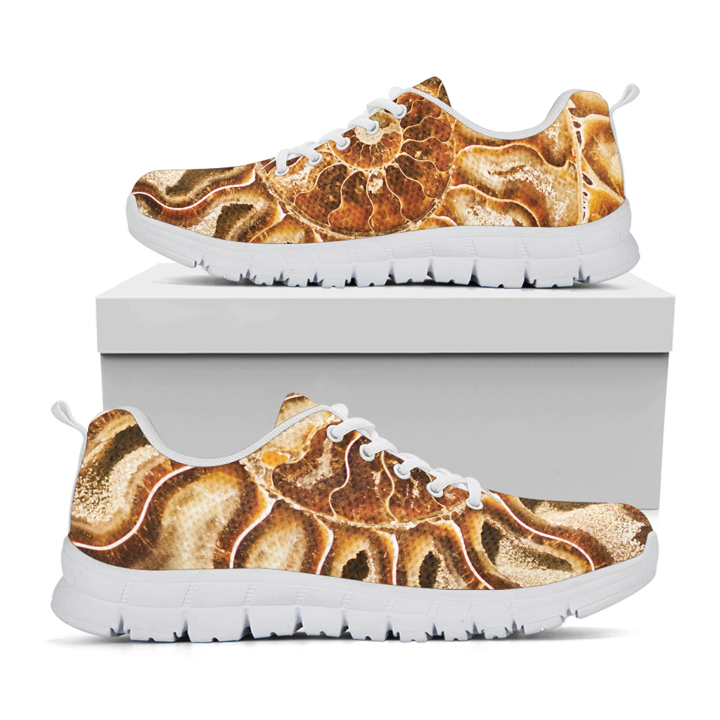 Ammonite Fossil Print White Sneakers