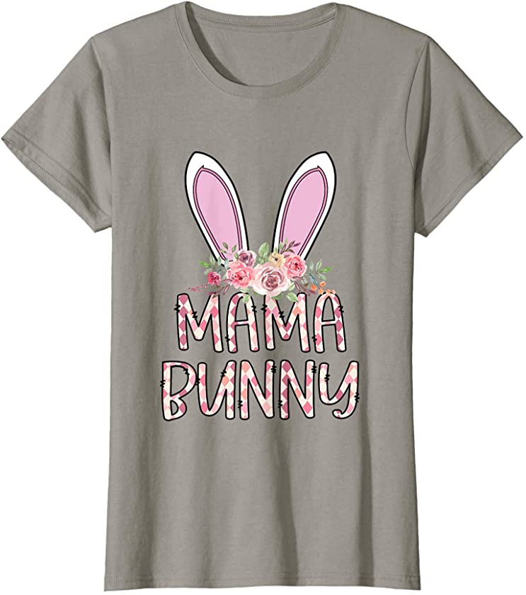 Womens Nn 2021 Easter Day Pink Plaid Mama Bunny Gift For Women T-Shirt