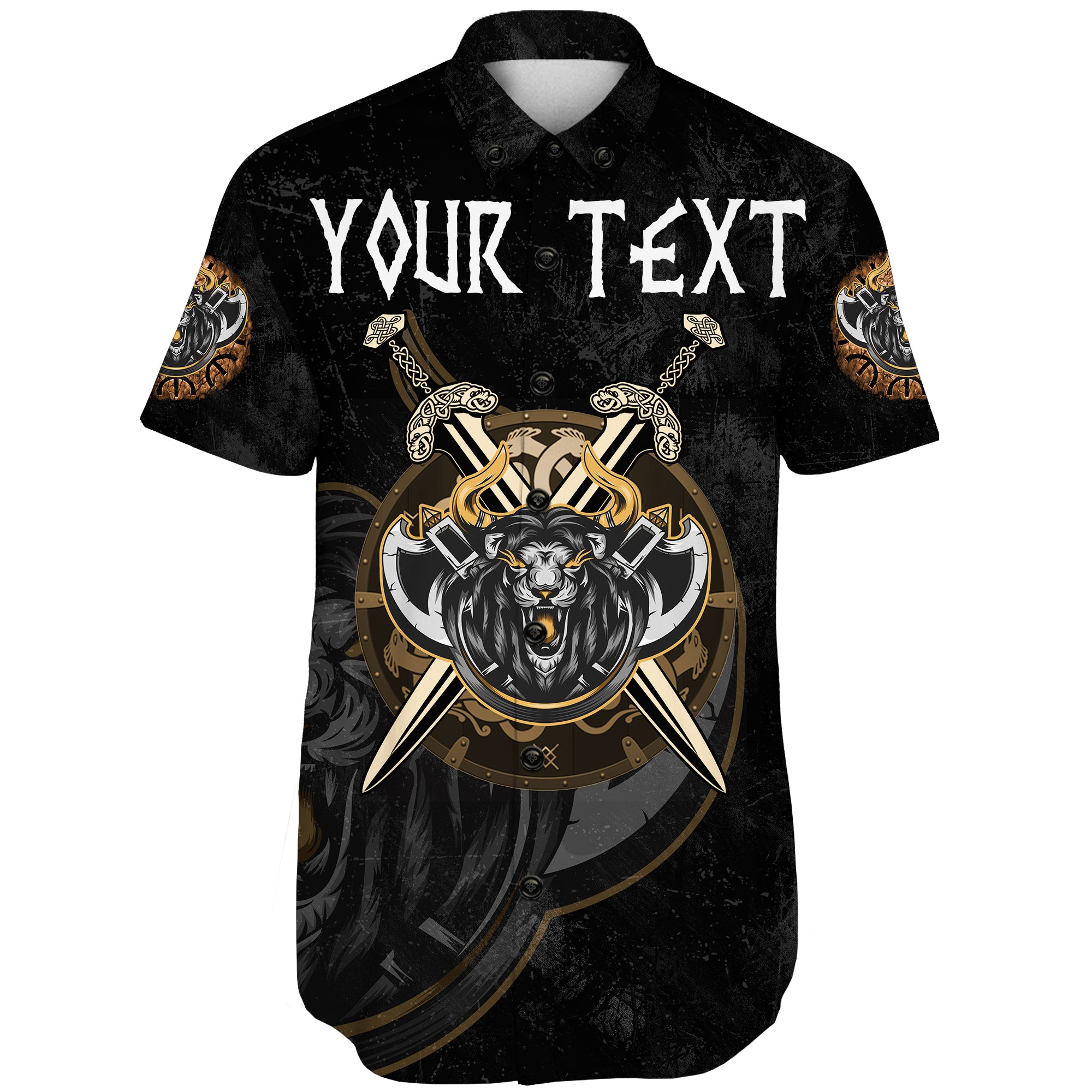 (Custom) Viking Style  Short Sleeve Shirts – Viking Lion A27