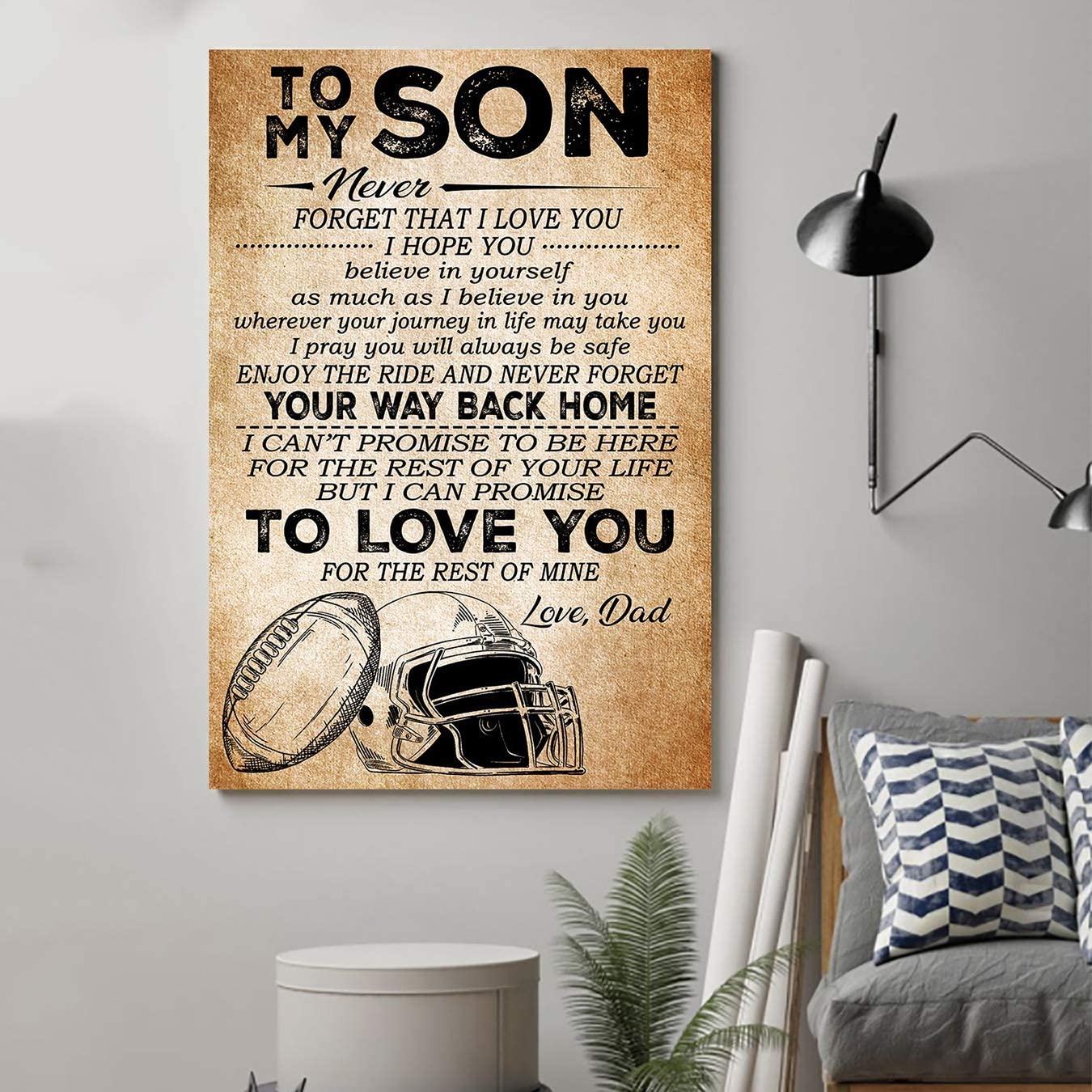 Family Unframed,American Football Poster,Dad to Son,Your Way Back Home