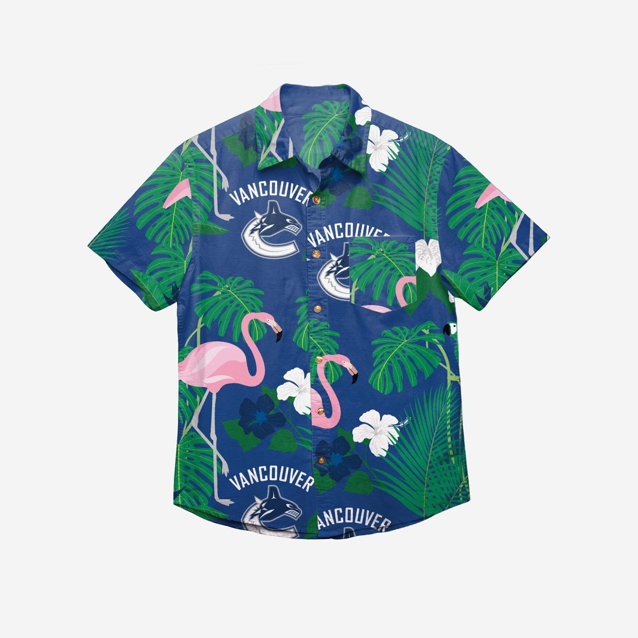 Vancouver Canucks Floral Button Up Hawaii Shirt Ha70601