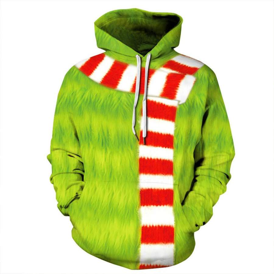 The Grinch Christmas Theme Adult Hooded Pullover Long Sleeve Sweatshirt