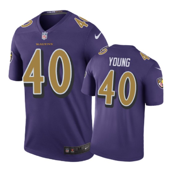 Baltimore Ravens #40 Kenny Young Nike Color Rush Purple Jersey