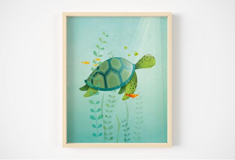 Art Print, Nursery Print, Nursery Wall Art, Baby Gift, Turtle Nursery Art, Baby Shower Gift, Nursery Art, Animal Nursery Decor, Poster