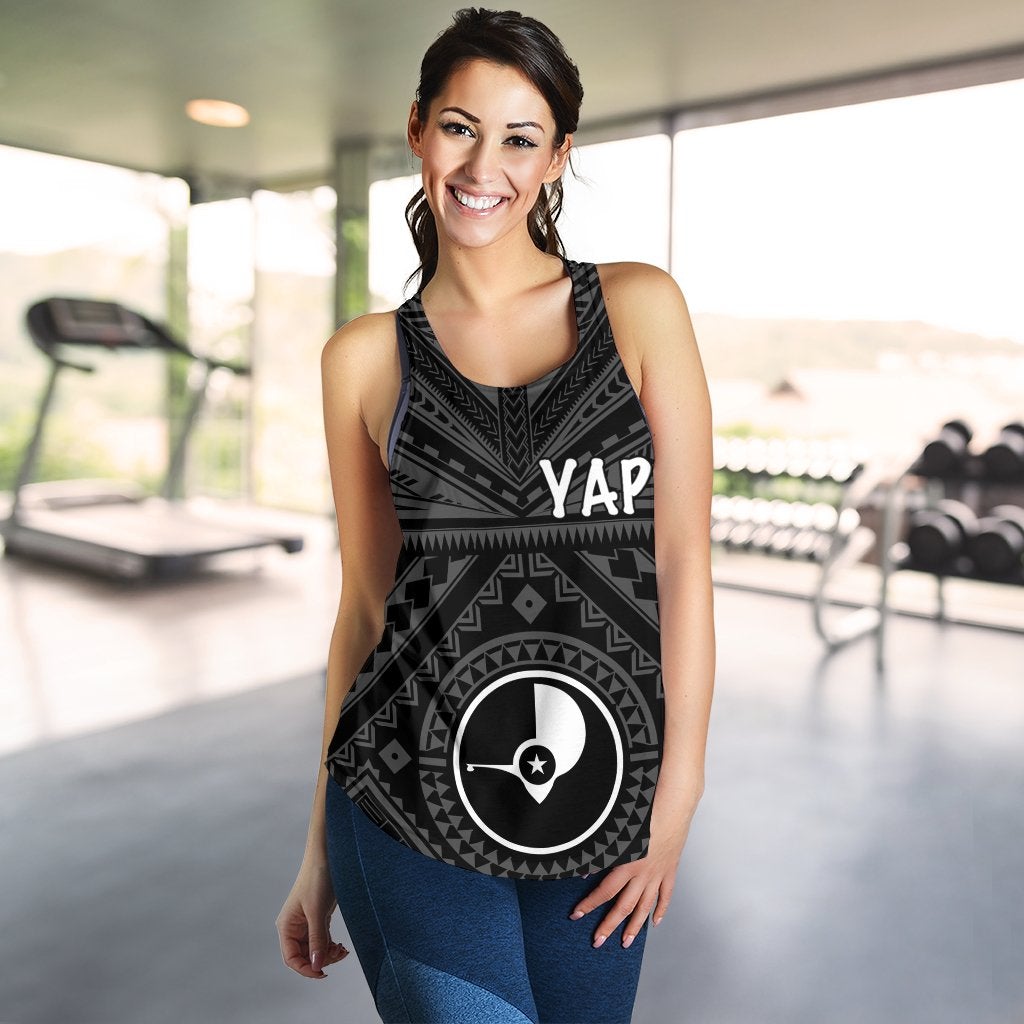 Yap Women’S Racerback Tank – Yap Seal With Polynesian Tattoo Style