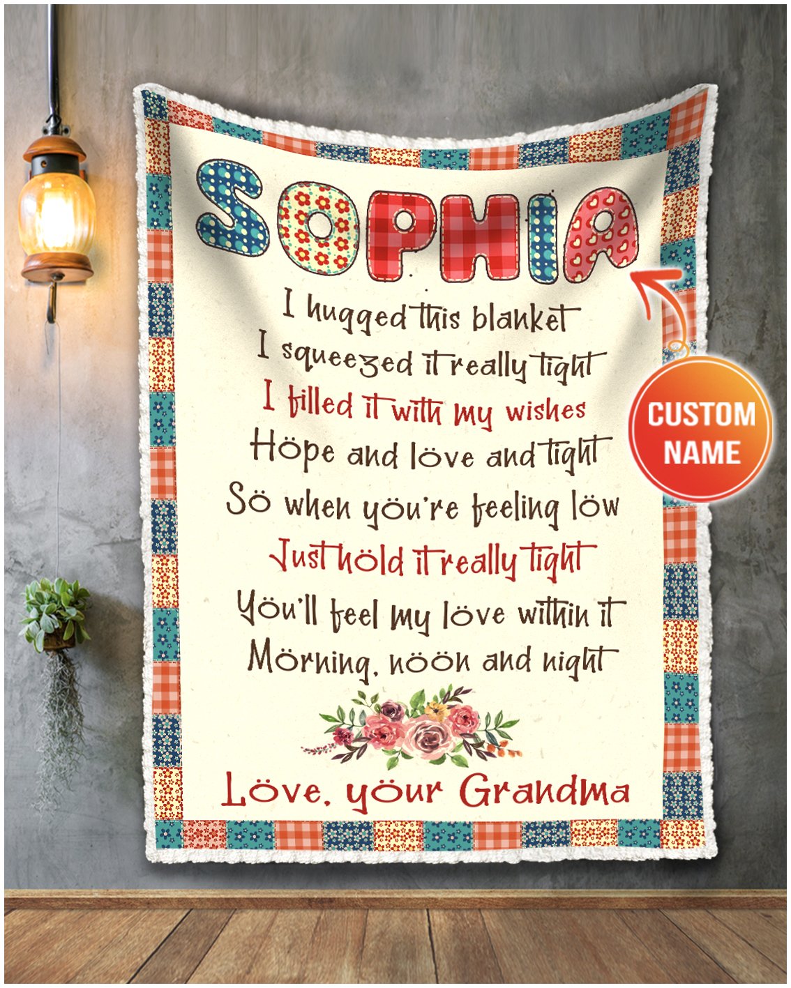 Stunning Gift Pretty Custom Name Blanket Gift Idea For Granddaughter – Just Hold It Really Tight