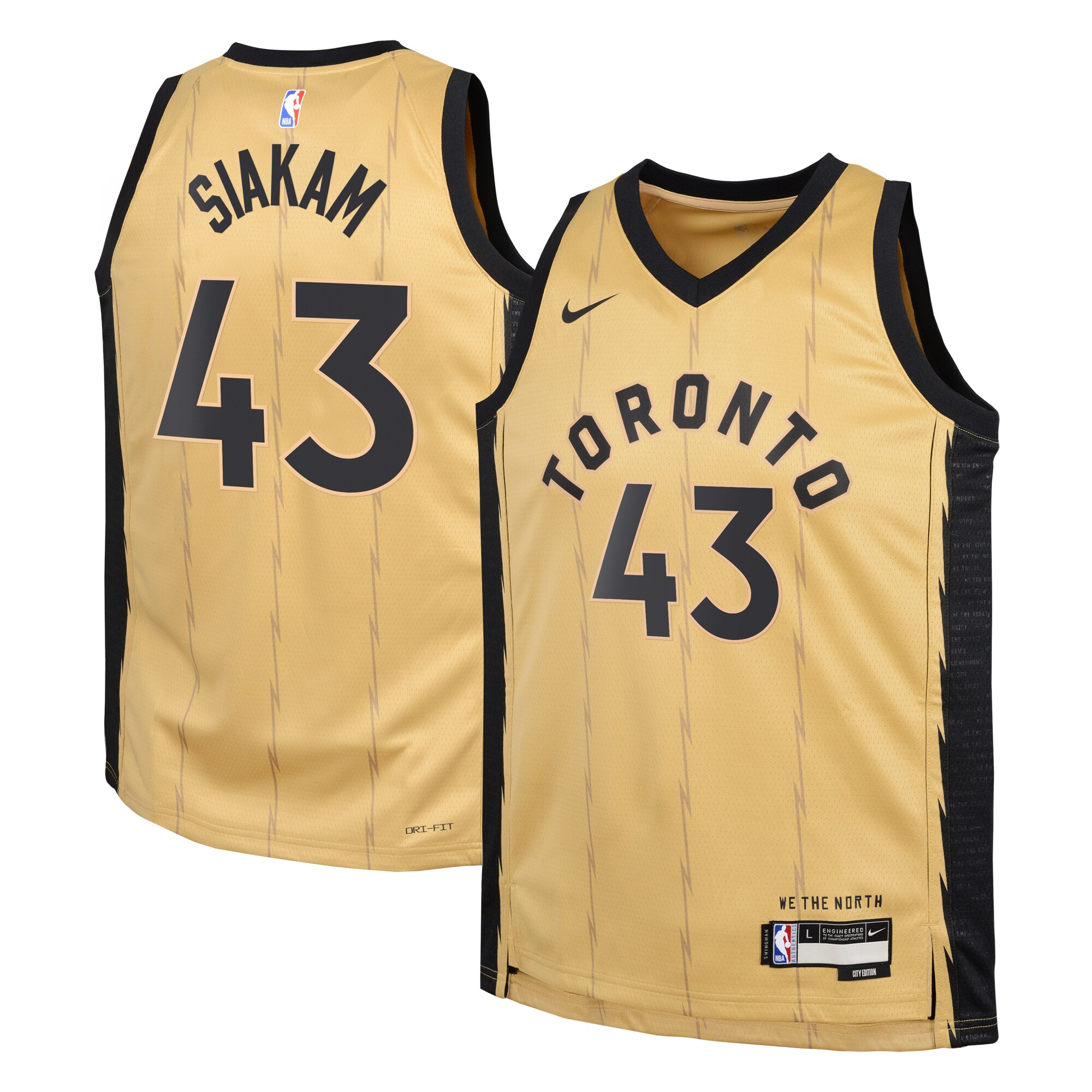 Toronto Raptors City Edition Swingman Jersey 23 – Gold – Pascal Siakam – Youth