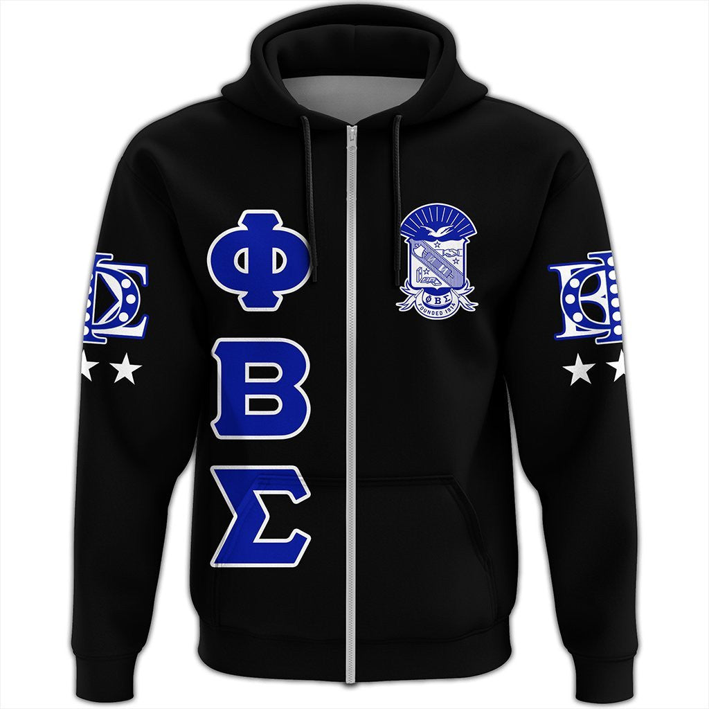 Fraternity Hoodie – Phi Beta Sigma Letters Zip Hoodie