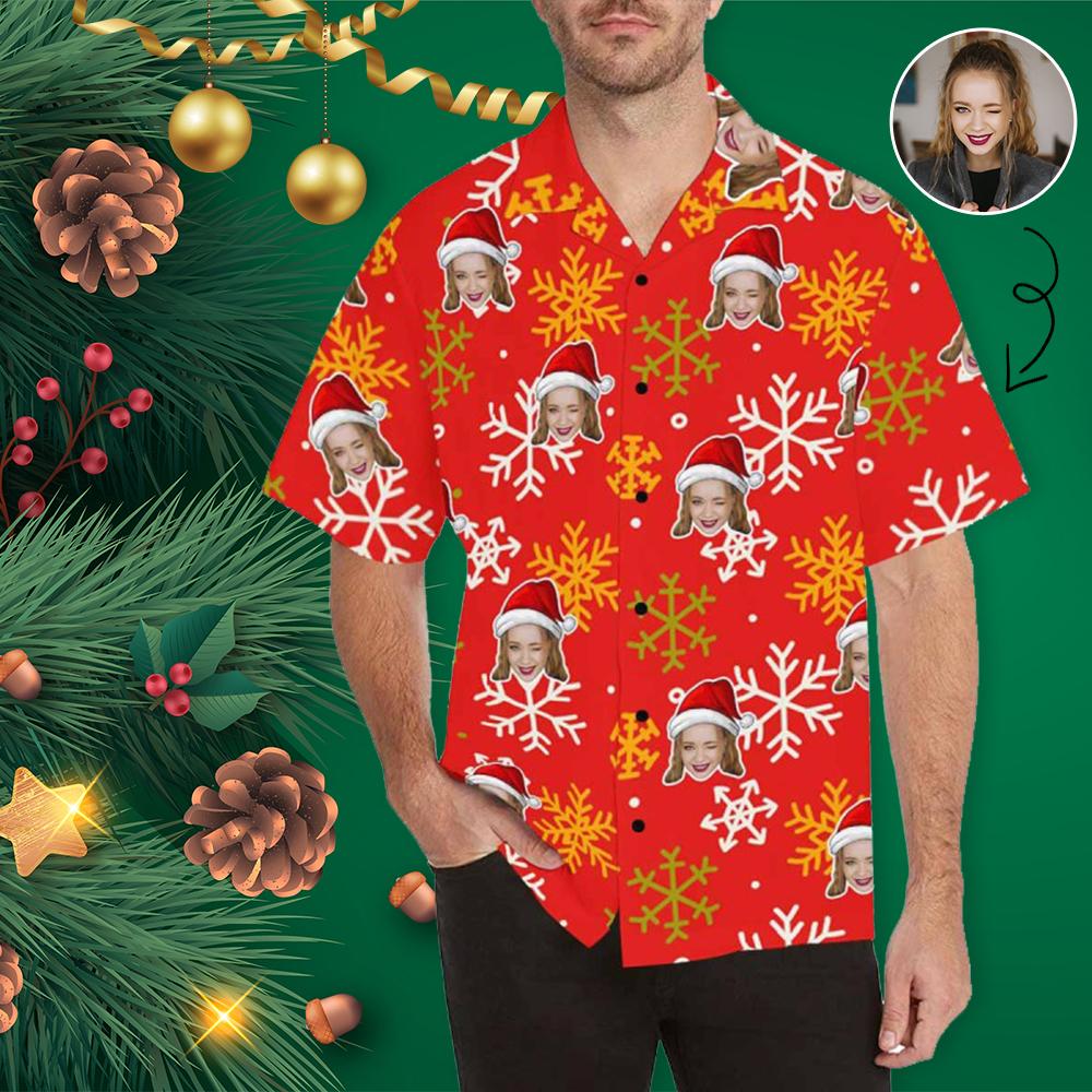 Custom Face Christmas Snowflake Hawaii Shirt Ha87128