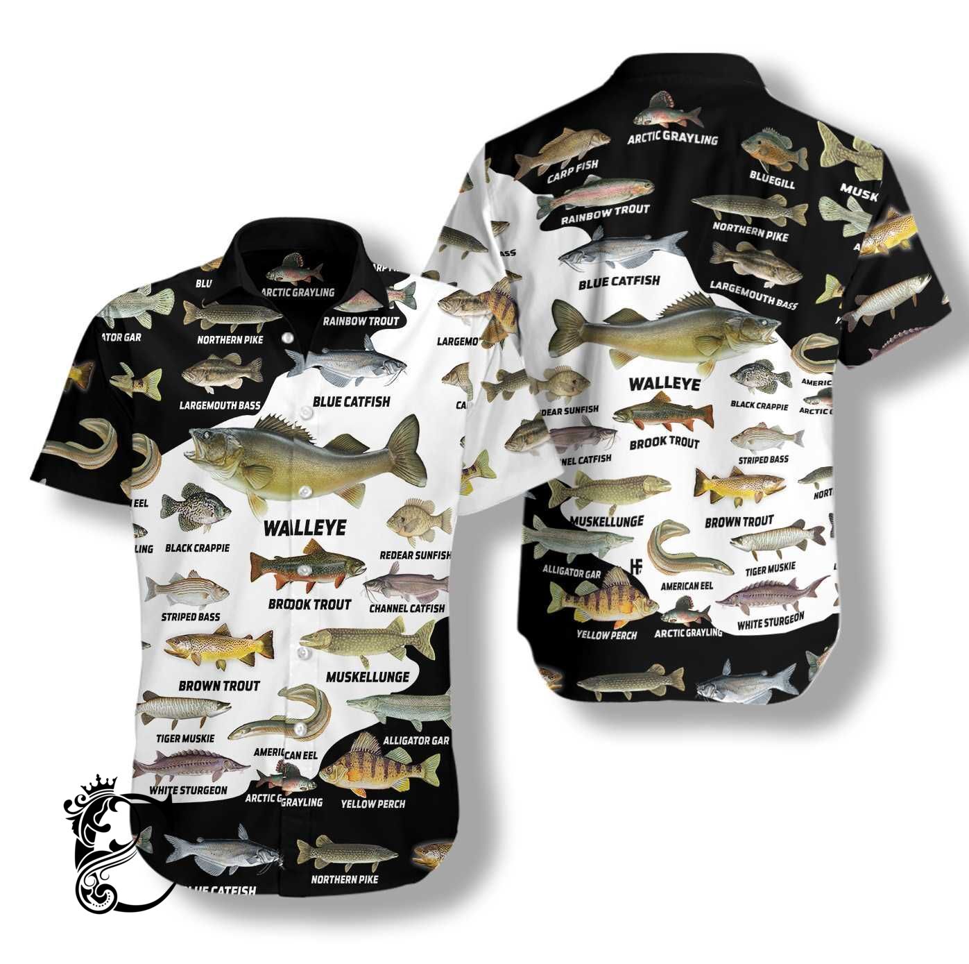 3D Freshwater Fish Types Hawaiian Shirt