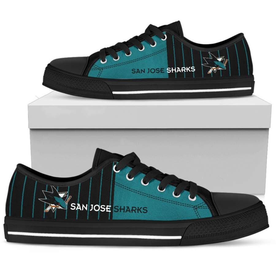 Cool Simple Design Vertical Stripes San Jose Sharks Low Top Shoes