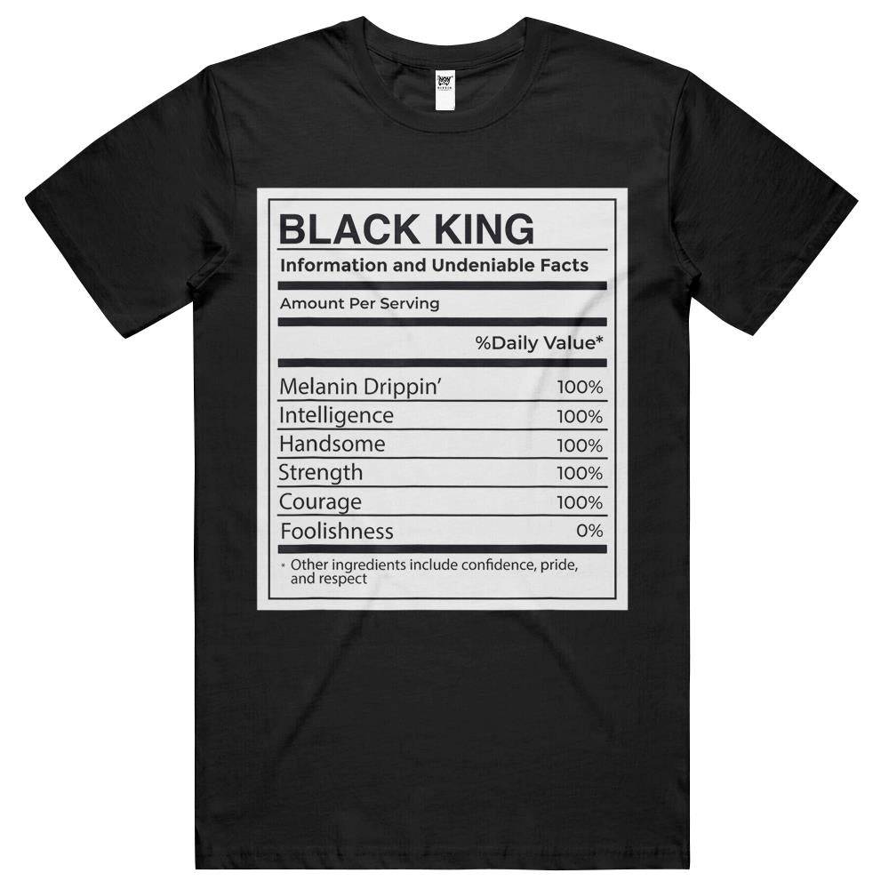 Nutritional Facts Shirt, Nutritional Facts T Shirt, Black King Nutrition Facts Shirt, Black King Nutritional Information Facts Melanin Meme T Shirts