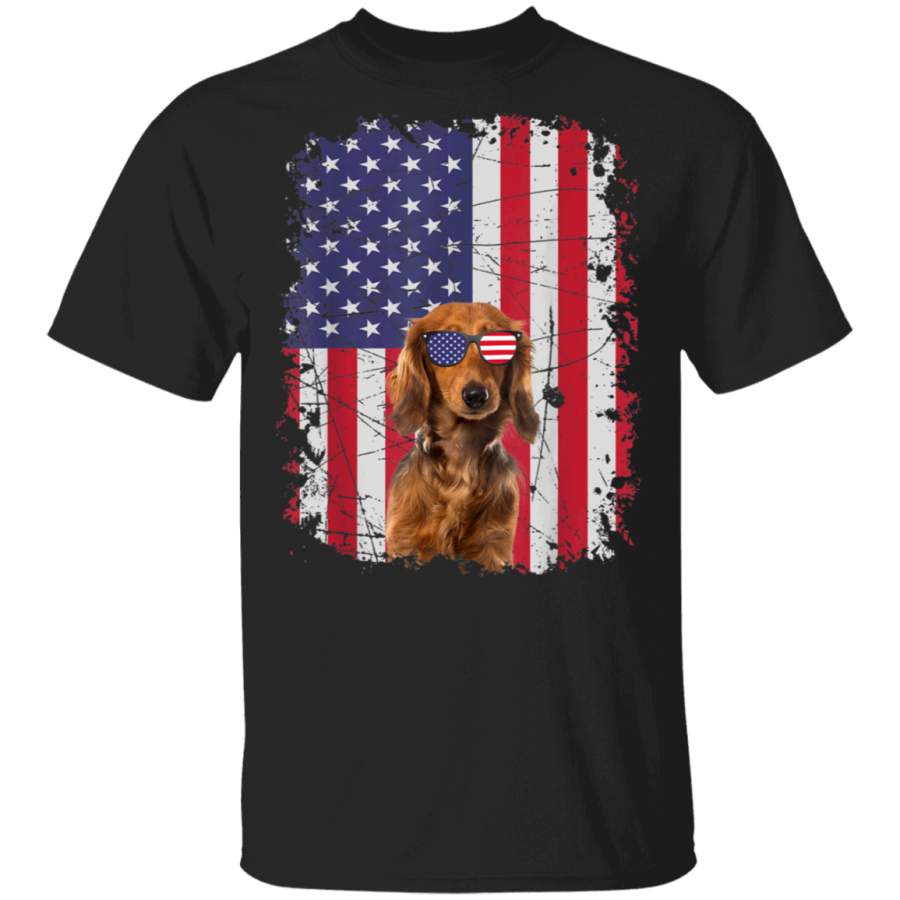 Retro USA American Flag Dachshund Patriotic Gift TShirt