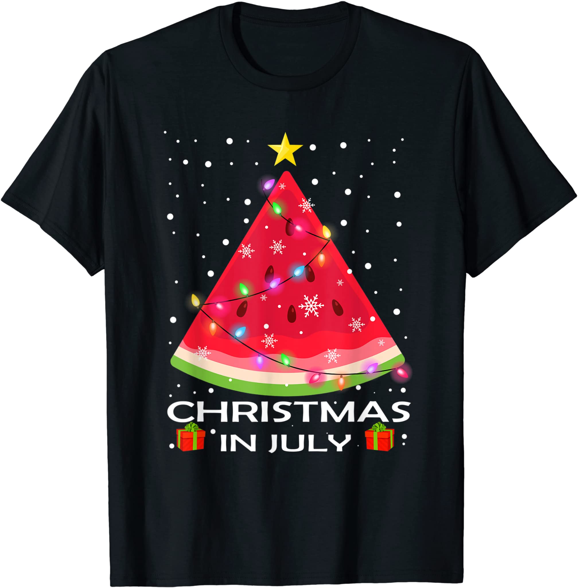 Watermelon Christmas Tree Christmas In July Summer Vacation T-Shirt