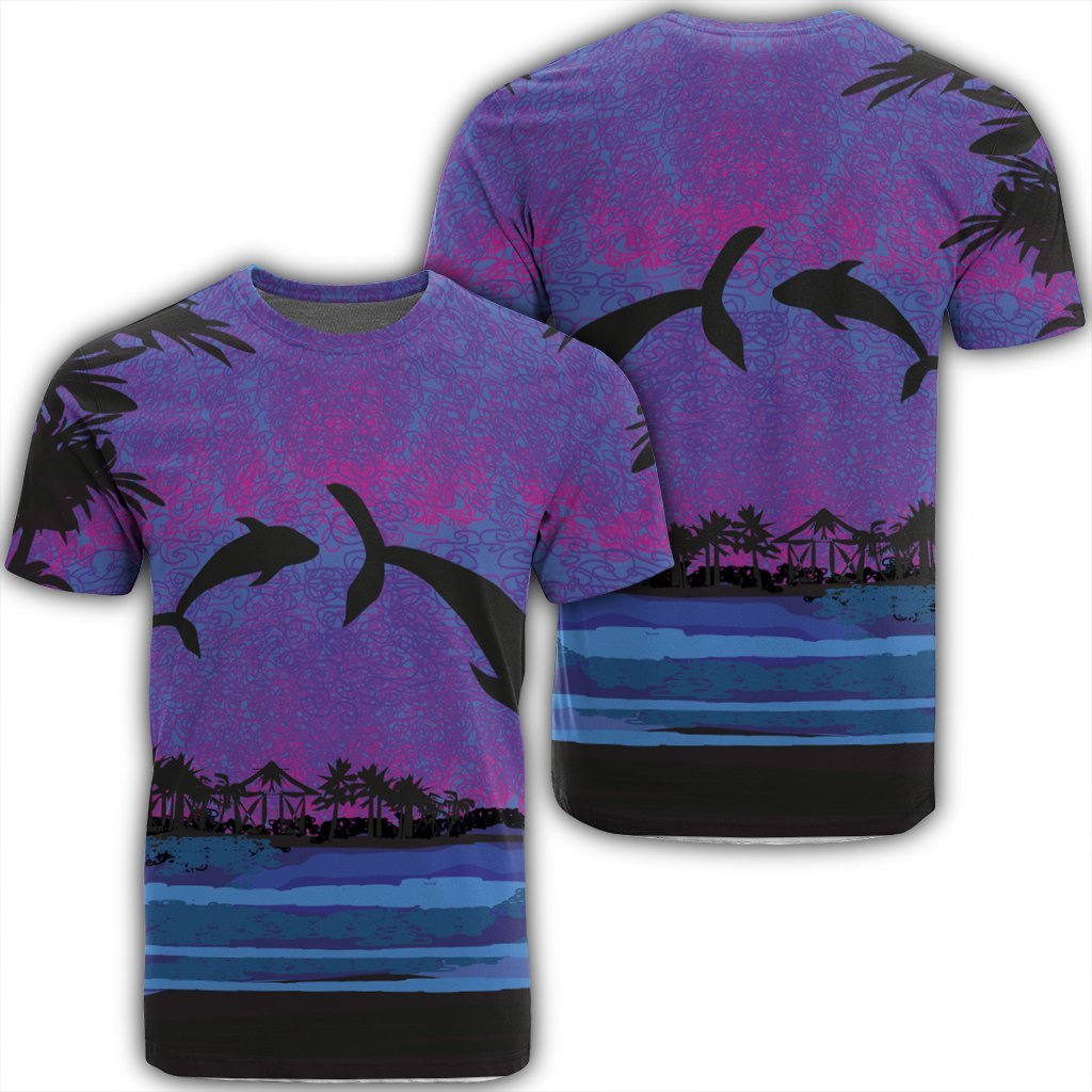 Hawaiian Dolphin In Night Polynesian T-Shirt – AH – JR