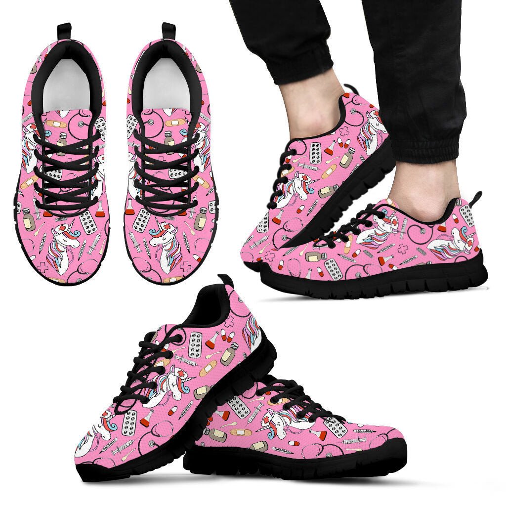 Unicorn Nurse Pink Pattern Shoes Fashion Sneaker Comfortable Walking Running Lightweight Casual Shoes