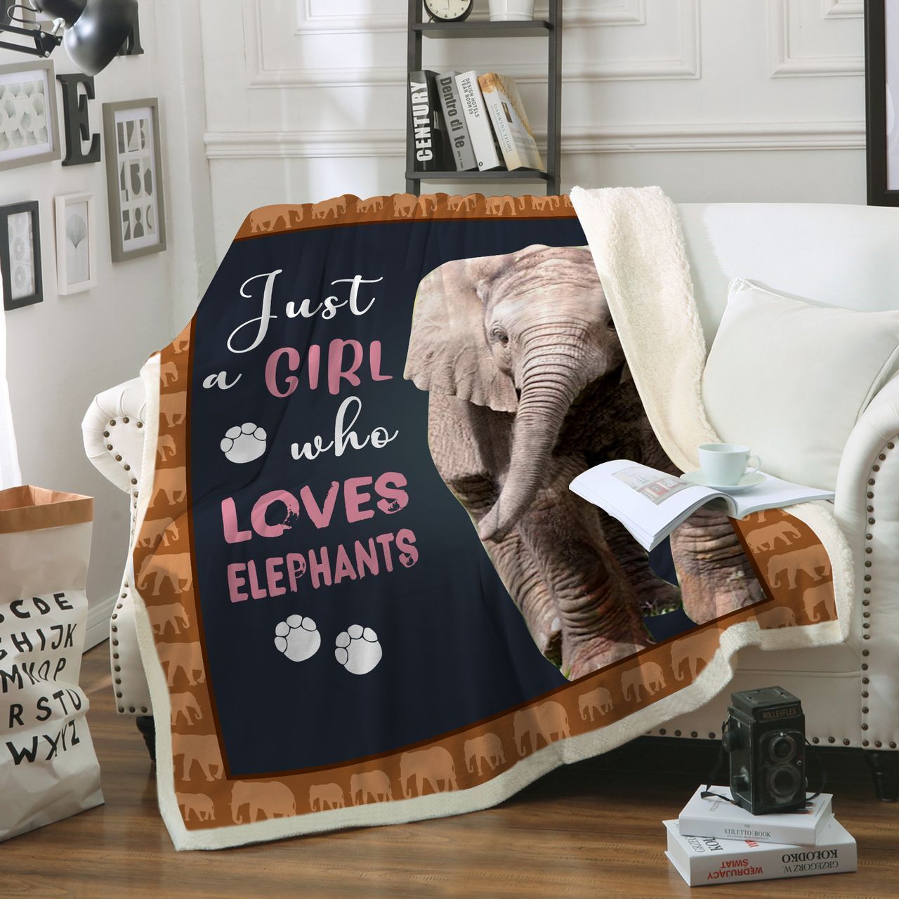 Elephants Just Girl Who Loves Sherpa Fleece Blanket Yk