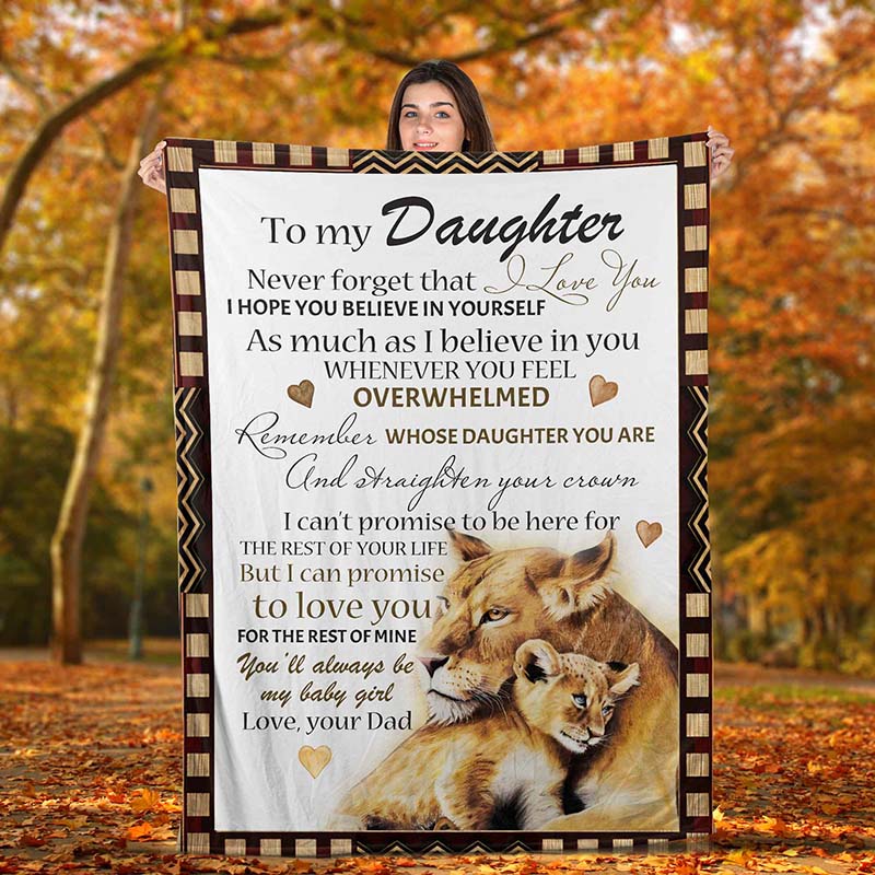 Skitongifts Blanket For Sofa Throws, Bed Throws Blanket – Lion To Daughter Remember Whose Daughter You Are You’Ll Always Be My Baby Girl-Tt1801