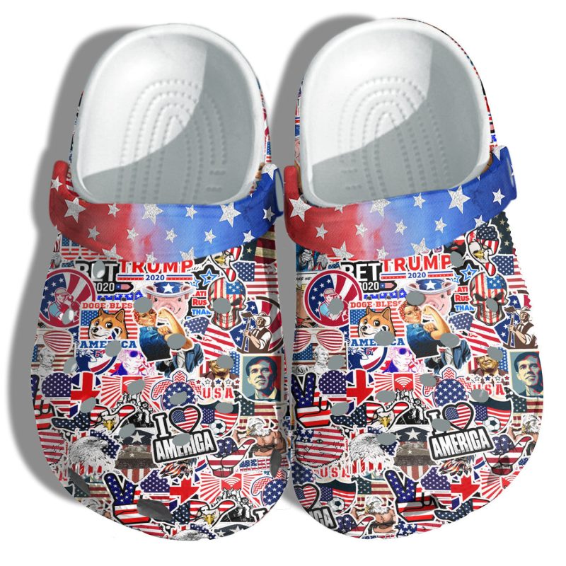 Sticker National Day 4Th Of July Shoes Gift Women – Classic Clogs Shoes