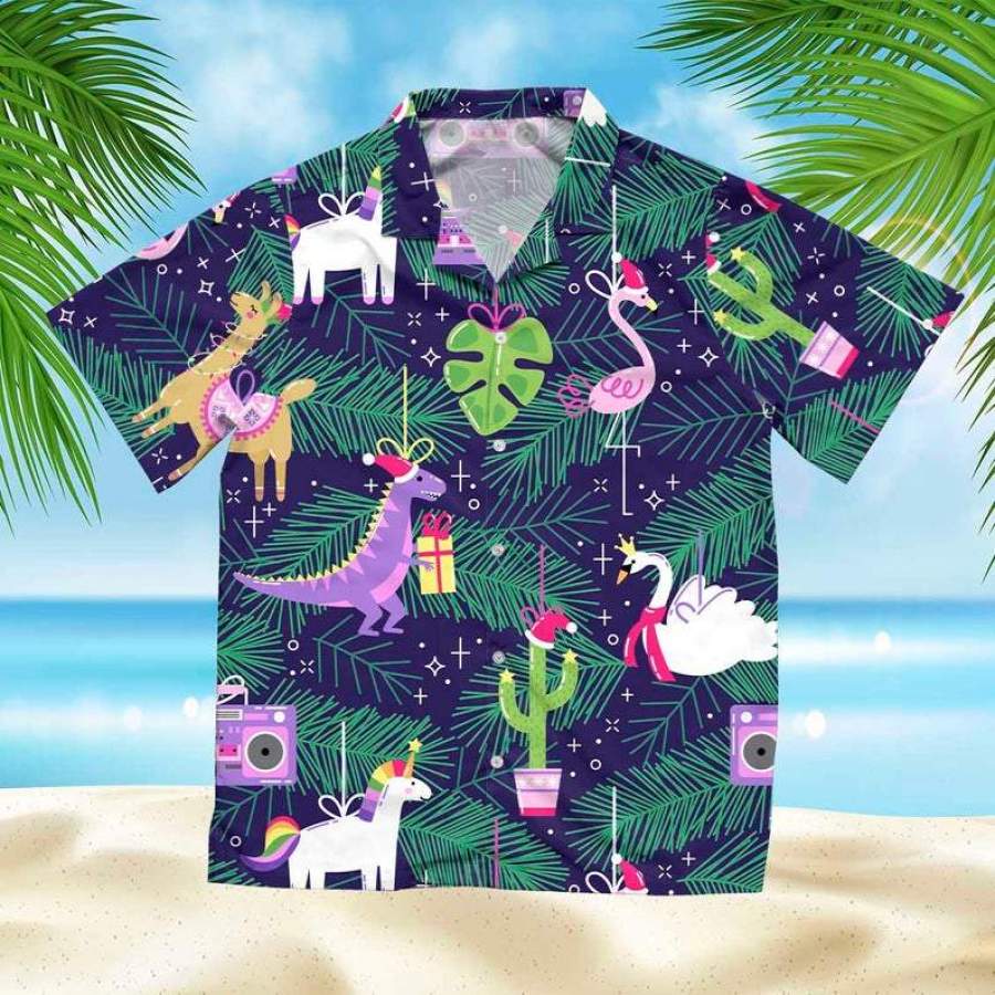 Magic Dinosaurs Christmas Funny Hawaii Aloha Shirts Ha68383