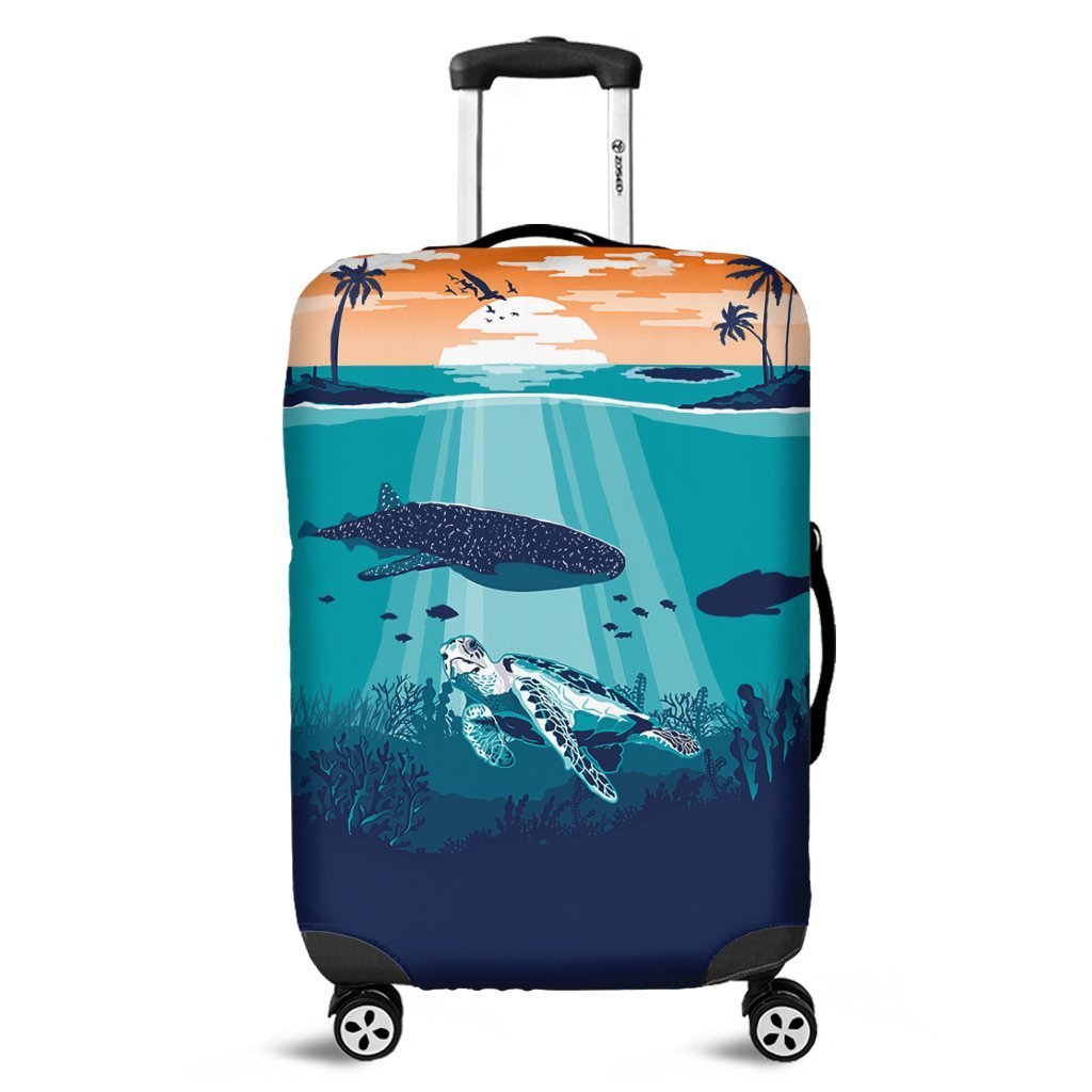 Hawaiian Whale And Turtle In Sunset Polynesian Luggage Covers