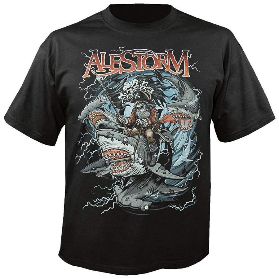 YPS Personalized T-shirt Mens ALESTORM Sharks Ahoy Cotton T-Shirt Men’s Punk T-shirt