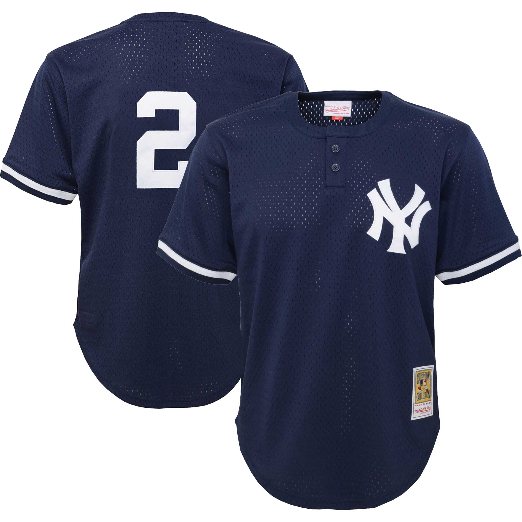 Derek Jeter New York Yankees Mitchell & Ness Youth Cooperstown Collection Mesh Batting Practice Jersey – Navy