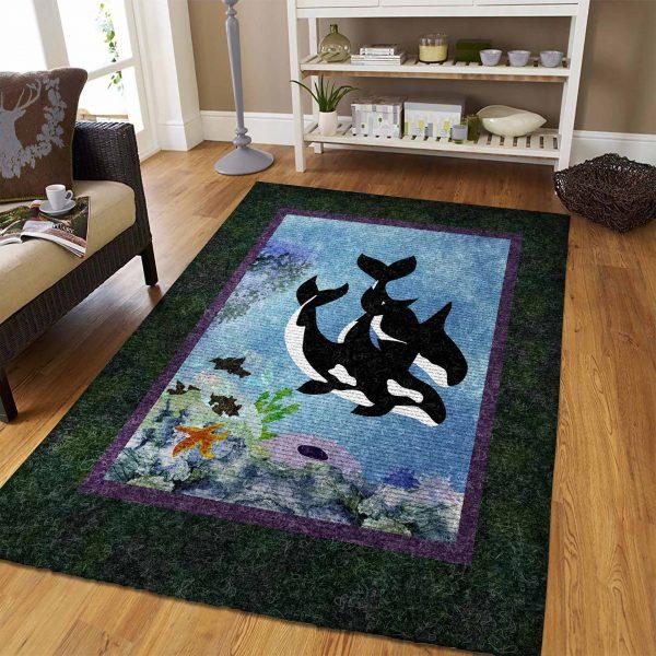 Whale Art Home Decor Rectangle Area Rug 8