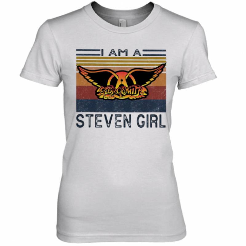 Aerosmith I Am A Steven Girl Vintage Retro Premium Women's T-Shirt