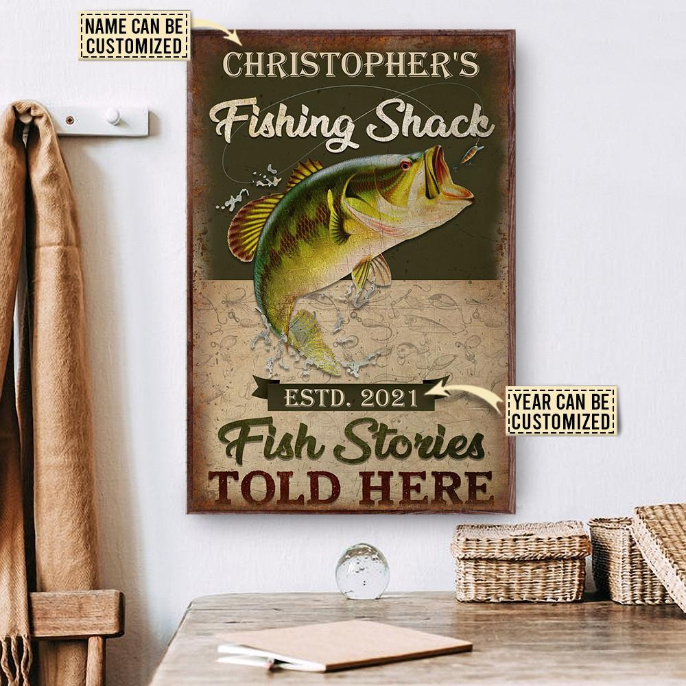 Aeticon Gifts Personalized Fishing Shack Told Here Canvas Mom Dad Gift Home Decor