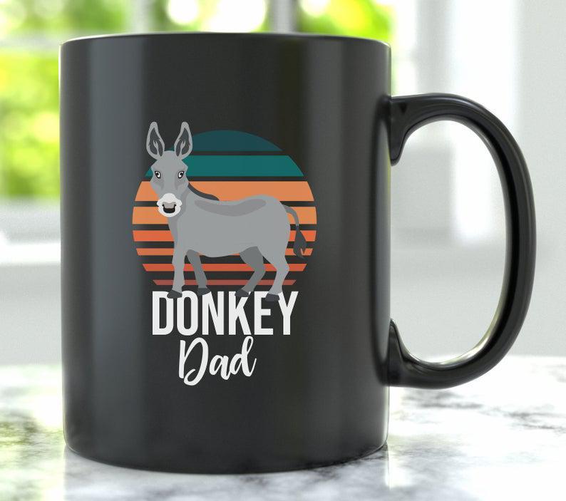 Retro Donkey Dad Funny Animal Mug, Farm Tumbler, Animal Gift For Her, Donkey Gift For Him