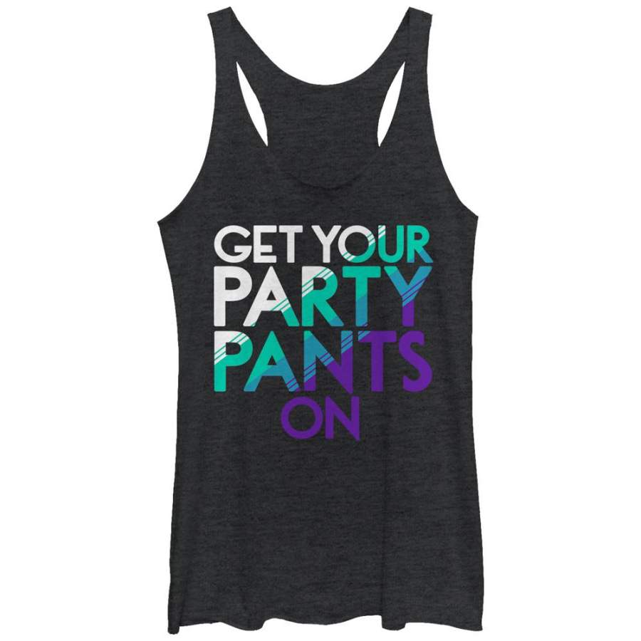 CHIN UP Women’s Get Your Party Pants On  Racerback Tank Black Heather